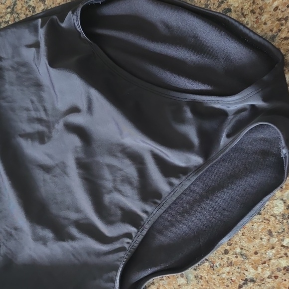 **FREE** Solid Black One Piece Bathing Suit Swimsuit L - Picture 10 of 11